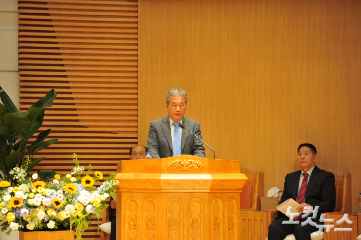 춘천장로연합회 한태수 장로가 인사말을 하고있다. 최재훈VJ