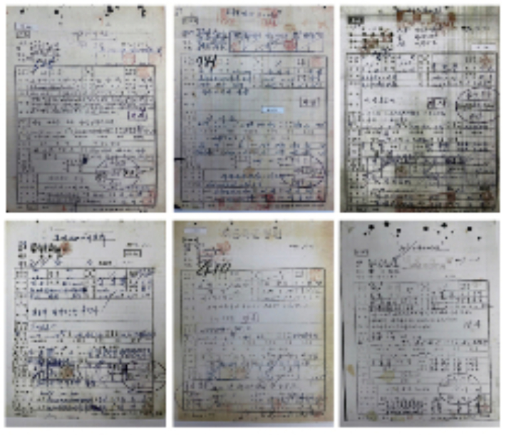 왼쪽 위부터 음독 자해사망, 향수로 자해사망, 영양불급병, 오른쪽 아래부터 경독맥파열 출혈사, 결핵 폐 활동성 중등도, 영양불급병으로 1956년에 숨진 군인들의 매(화)장 보고서. 군사망사고진상규명위원회 제공