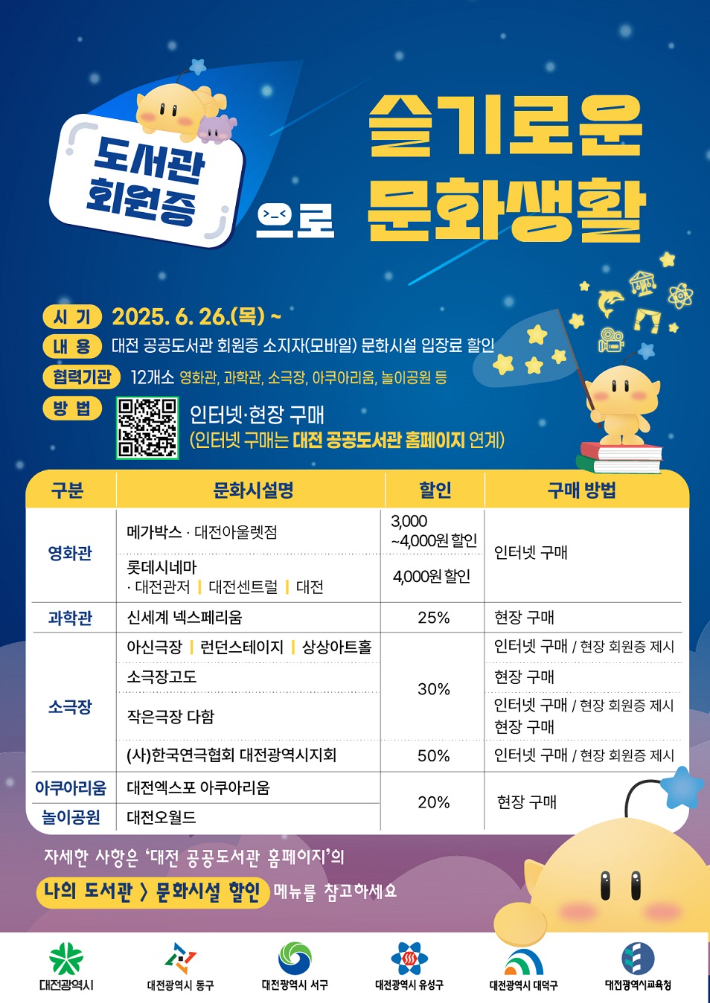 대전 한밭도서관은 공공도서관 회원이라면 문화시설에서 할인 혜택을 받을 수 있다고 설명했다. 대전 한밭도서관 제공