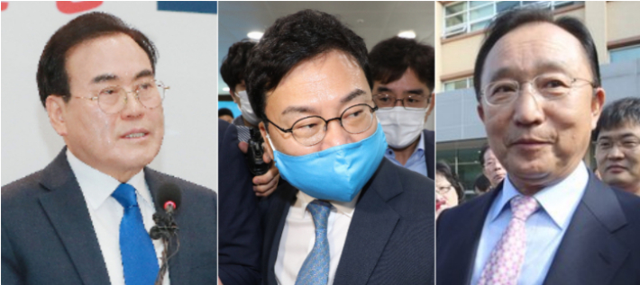 (왼쪽부터) 서거석 전북교육감, 이상직 전 의원, 이무영 전 의원. 윤창원 기자·연합뉴스·전북교육청 제공