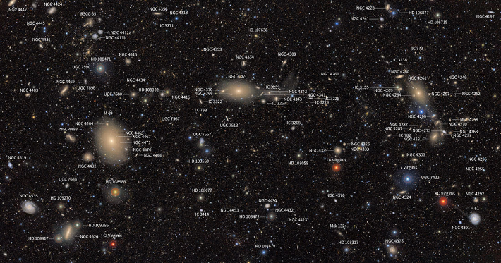 루빈 천문대의 첫 관측이미지 중 하나 처녀자리 성단의 파인더 차트 이미지. NSF–DOE Vera C. Rubin Observatory