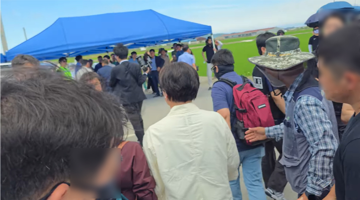 발길 돌린 송미령 장관. 이대종 전농 전북도연맹 전 의장 제공