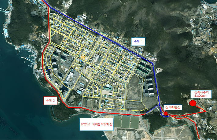 지역균형발전사업-노후상수도정비 여수 돌산지역 비상급수 체계도. 전라남도 제공