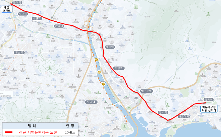 부산 내성~중동 BRT 10.4km 구간이 자율주행자동차 시범운행지구로 지정됐다.  부산시 제공