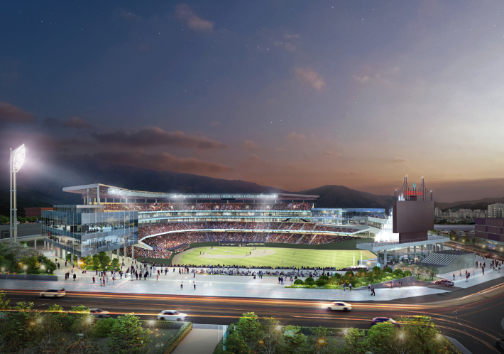 재건축한 사직야구장 재건축 투시도. 부산시 제공