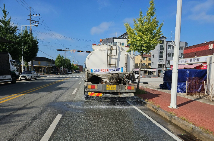 충북 증평군, 살수차 7일부터 가동… 열섬현상 완화