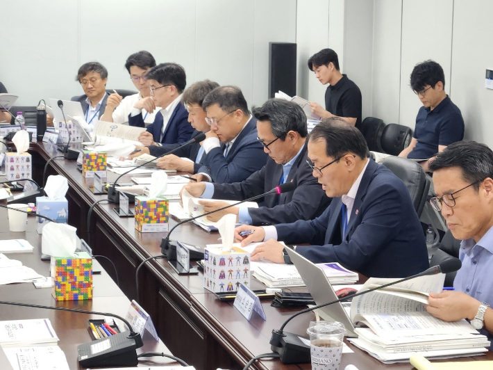 이준승 부산시 행정부시장(오른쪽에서부터 두번째)이 국정기획위원회 국가균형성장특별위원회 간담회에서 균형성장 방안을 건의하고 있다. 부산시 제공