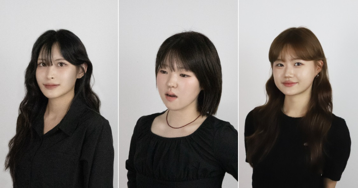 (왼쪽부터)AR·VR미디어디자인전공 송시연 학생과 스페이스디자인전공 현지우 학생, 커뮤니케이션디자인전공 장채원 학생. 상명대 제공