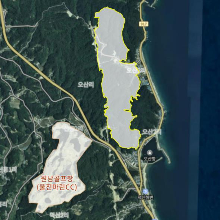 오션리조트·골프장 개발 민간사업자 공모 골프장 위치도. 울진군 제공