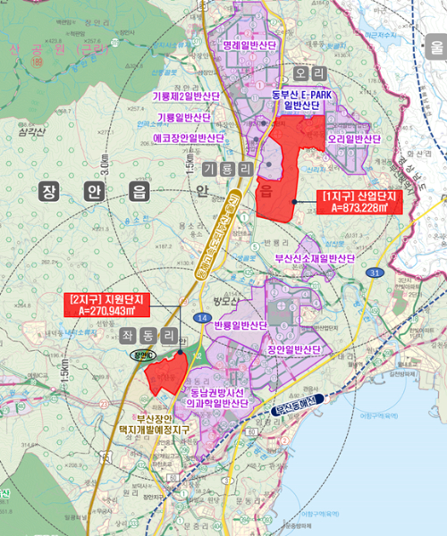 동부산이파크(2단계) 사업대상지 위치도. 부산시 제공