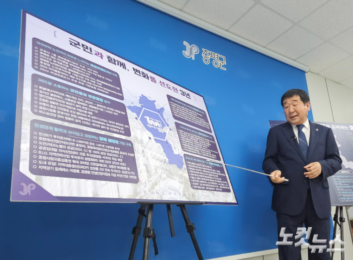 이재영 증평군수가 민선 6기 3년 성과를 설명하고 있다. 임성민 기자