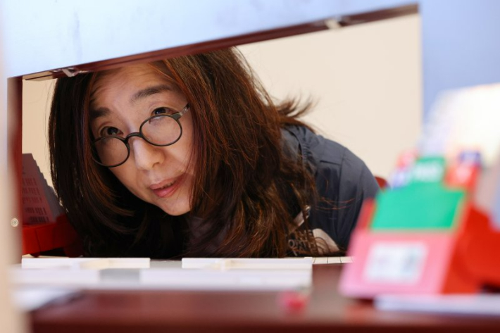한국브리지협회 김혜영 회장이 2023년 항저우아시안게임 당시 브리지 경기에 나선 모습. 연합뉴스