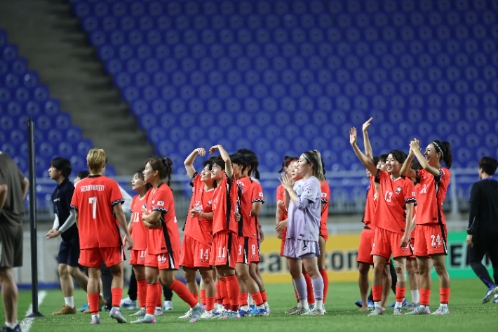 중국과 비긴 여자 축구. 연합뉴스
