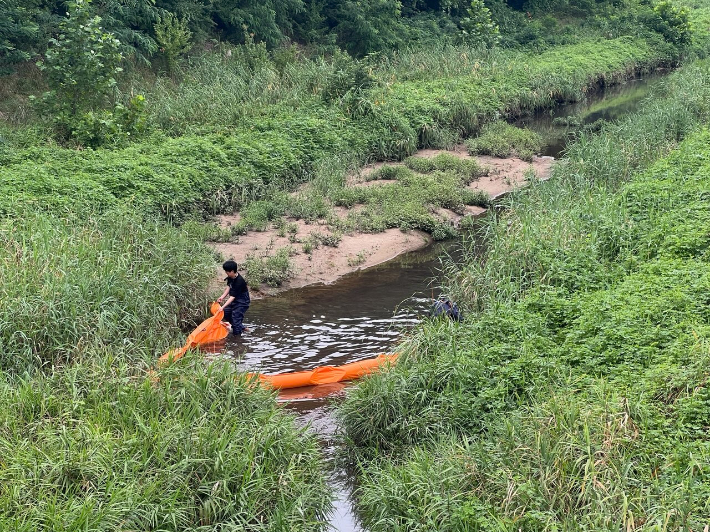 방재 작업 중인 모습. 유성구 제공