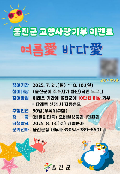 고향사랑기부제 이벤트 포스터. 울진군 제공