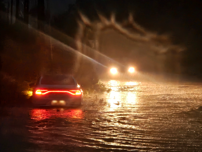 밤사이 많은 비가 내린 충남 아산지역. 독자 제공