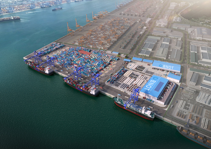 부산항 신항 남컨 서측부두사업 조감도. 대우건설 제공