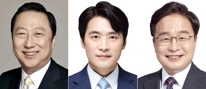 이재명 대통령이 17일 대미특사단 단장으로 박용만 전 대한상공회의소 회장(왼쪽부터), 특사단원으로 더불어민주당 한준호 최고위원과 김우영 의원을 파견한다고 우상호 정무수석이 밝혔다. 연합뉴스
