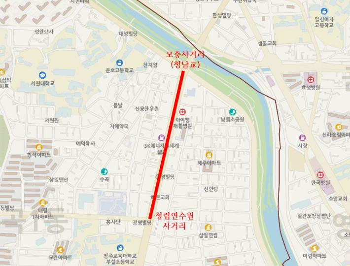 청주시, 모충사거리~청렴연수원 침수예방공사…내년 2월까지 통제