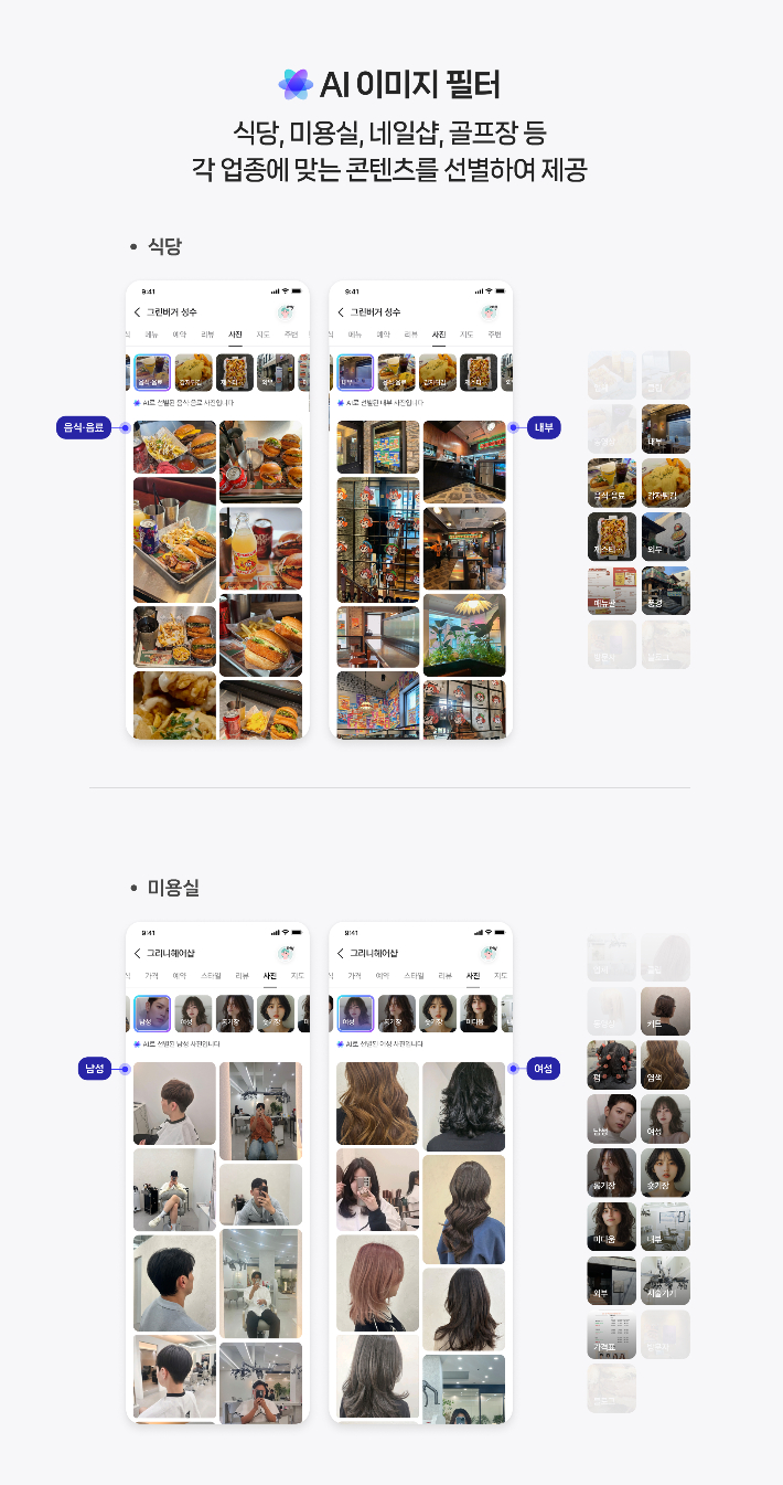 네이버 플레이스 AI 이미지 필터. 네이버 제공