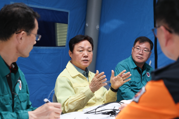 산청군 집중호우 피해 현장 점검 박완수 경남지사. 경남도청 제공 