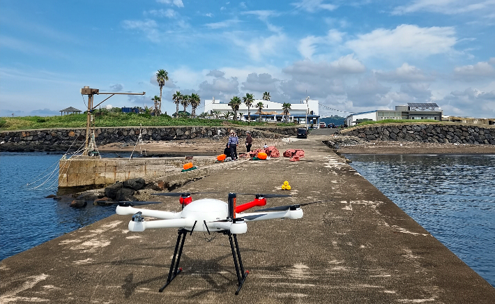 제주 가파도 고중량 배송 드론. 제주도 제공