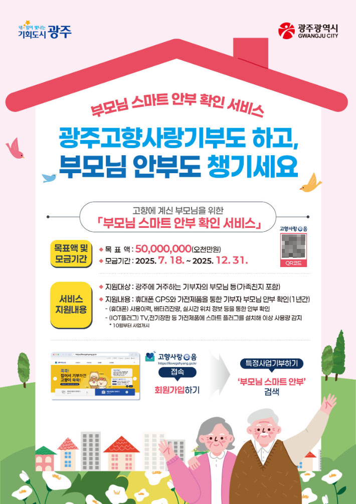 광주시는 고향사랑기부제를 활용해 시민이 체감하는 돌봄 복지 실현을 위해 2개의 지정 사업 모금에 나선다. 광주광역시 제공