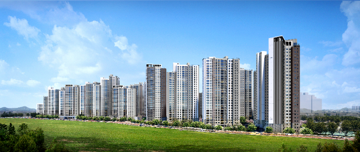 청주 센텀 푸르지오 자이 투시도.