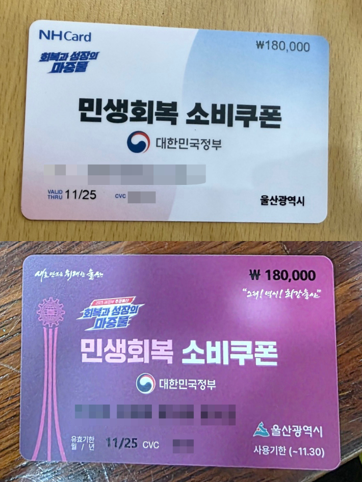 금액이 표시된 울산지역 소비쿠폰. 연합뉴스