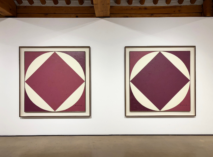 류경채, '염원(念願) '92-8'(왼쪽)과 '염원(念願) '92-6', 캔버스에 유채, 111.5x144cm(1992). 학고재 제공