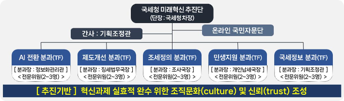 국세청 미래혁신 추진단 구성안. 국세청 제공