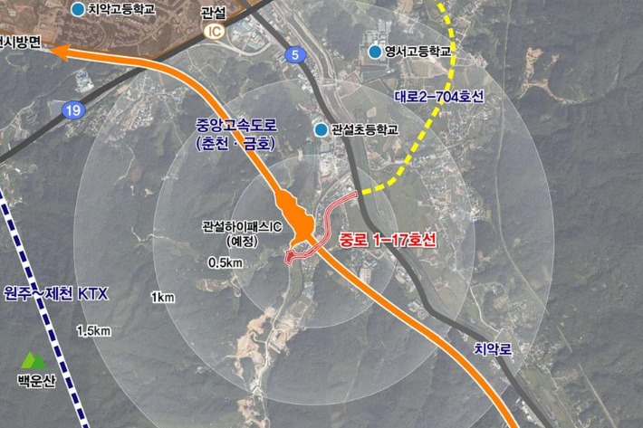 2027년 완공 예정인 관설 하이패스 IC 계획도. 원주시 제공 