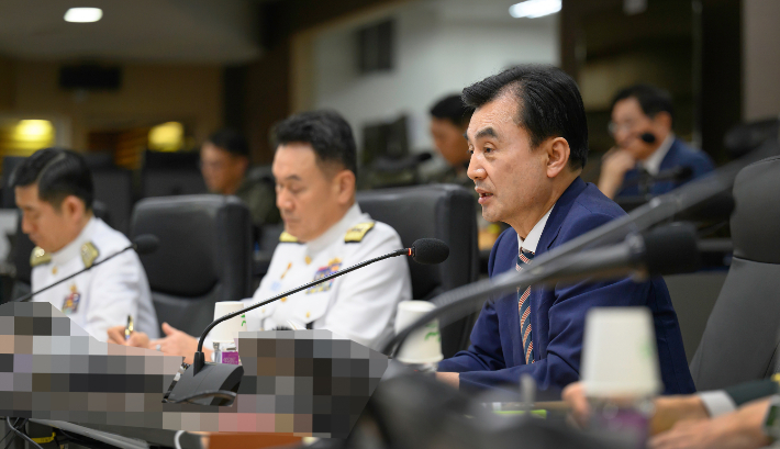안규백 국방부 장관이 25일 합참 전투통제실에서 전군주요지휘관회의에서 발언하고 있다. 국방부 제공