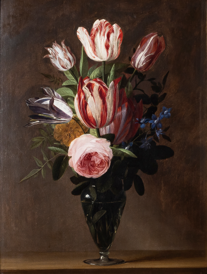 다니엘 세이거스, '화병 속의 꽃(Flower in a vase)', 오크 패널 위에 오일, (1661 이전), 요하네스버그 아트 갤러리, 남아프리카 공화국. 가우디움어소시에이츠 제공