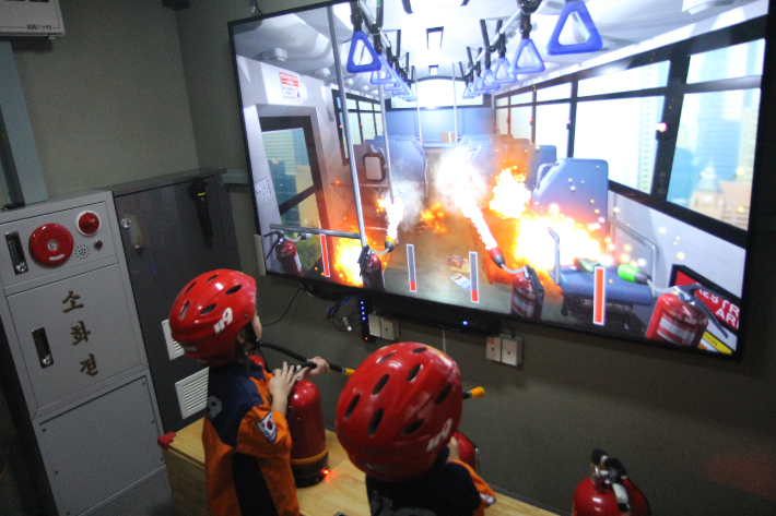 포항북부소방서 유아 소화기 교육. 포항북부소방서 제공