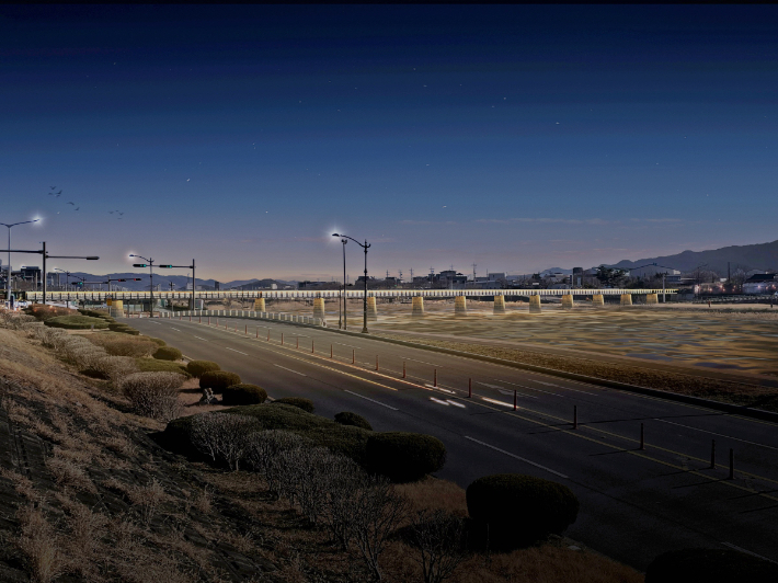 경주시가 북천철교에 추진 중인 경관개선 사업 조감도. 야간조명 설치 등을 통해 북천 일대가 품격 있는 도시 경관으로 탈바꿈한다. 경주시 제공