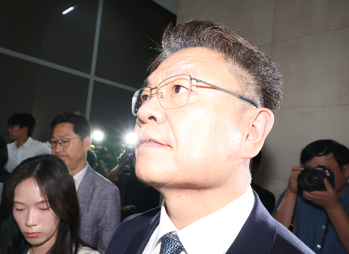 이시원 전 대통령실 공직기강비서관이 31일 서울 서초구 순직해병특검 사무실에 출석하고 있다. 연합뉴스