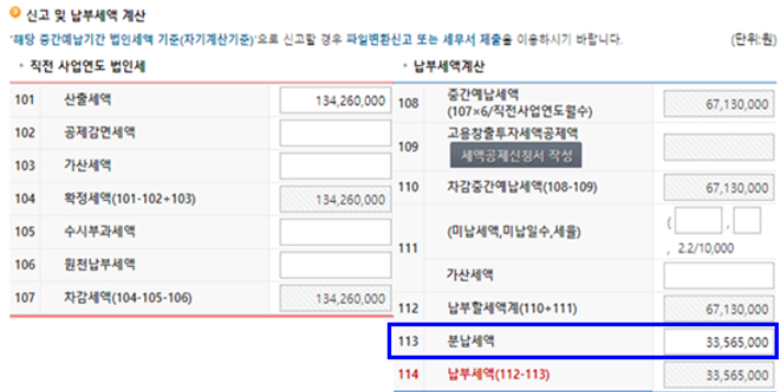 신고서 작성 화면. 국세청 제공