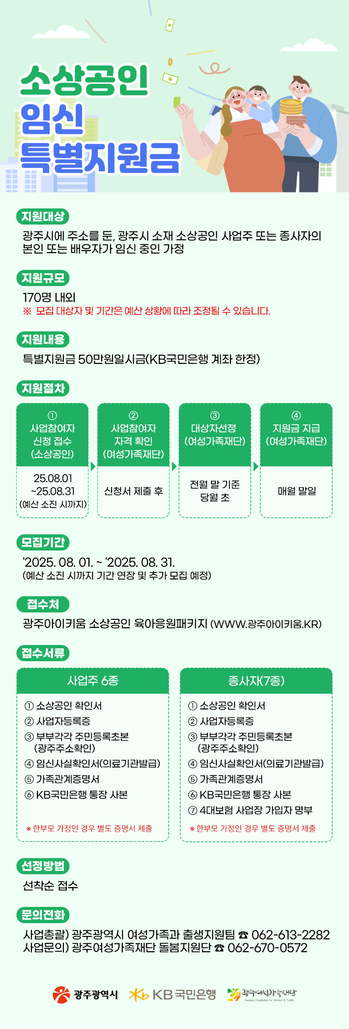 광주광역시가 KB금융그룹과 손잡고 임신·출산 가정의 초기 육아비용을 지원하는 '소상공인 육아응원패키지 시즌2'를 추진한다. 광주시 제공