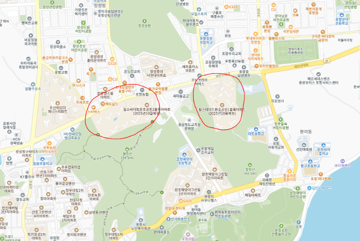 힐스테이트환호공원 아파트. 카카오톡 지도 캡처