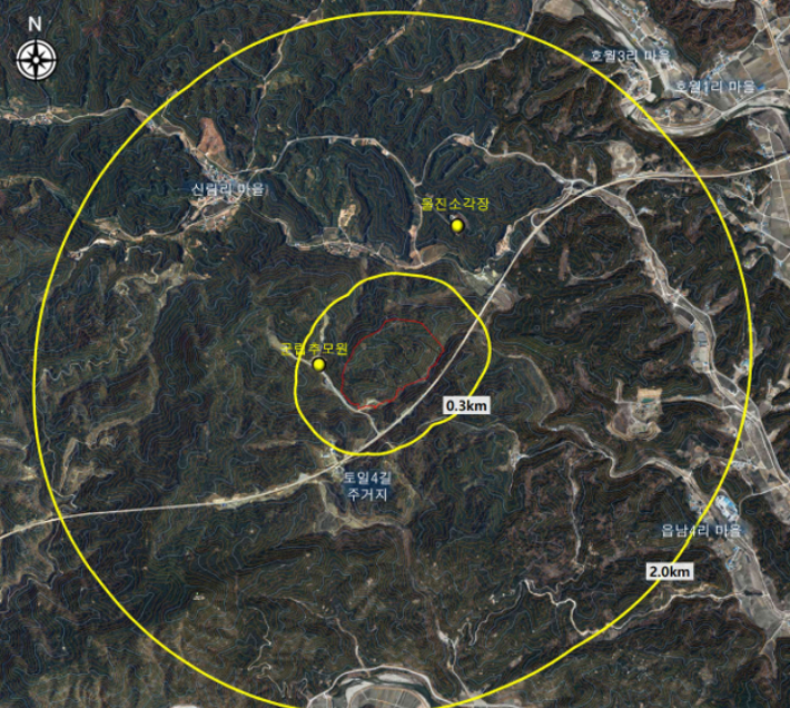 생활폐기물처리시설 입지후보지 신림리. 울진군 제공