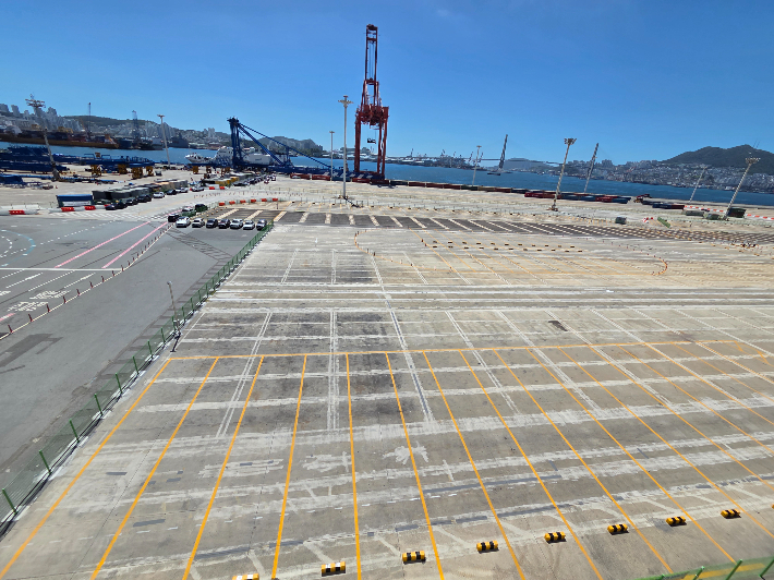 부산 자성대부두에 들어설 임시 화물주차장. 부산항만공사 제공