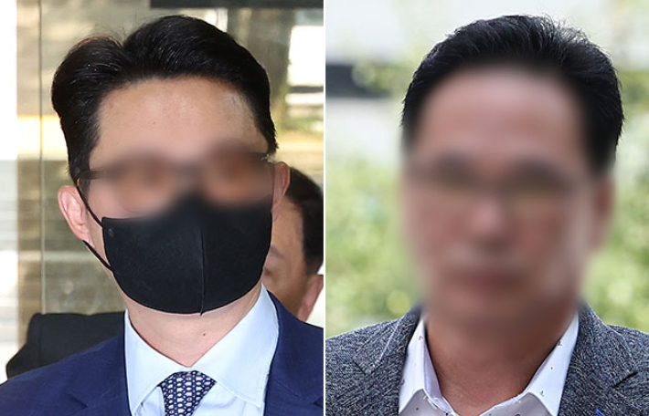 통일교 전 세계본부장 윤모씨(왼쪽)와 여론조사기관 미래한국연구소 김태열 전 소장. 연합뉴스