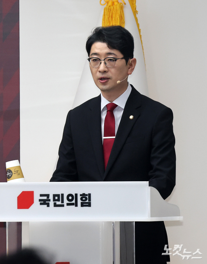 부산 해운대갑 주진우 후보가 이번 국민의힘 당대표 선거 예비경선에서 컷오프 됐다.비전발표를 하고 있는 주진우 의원. 황진환 기자
