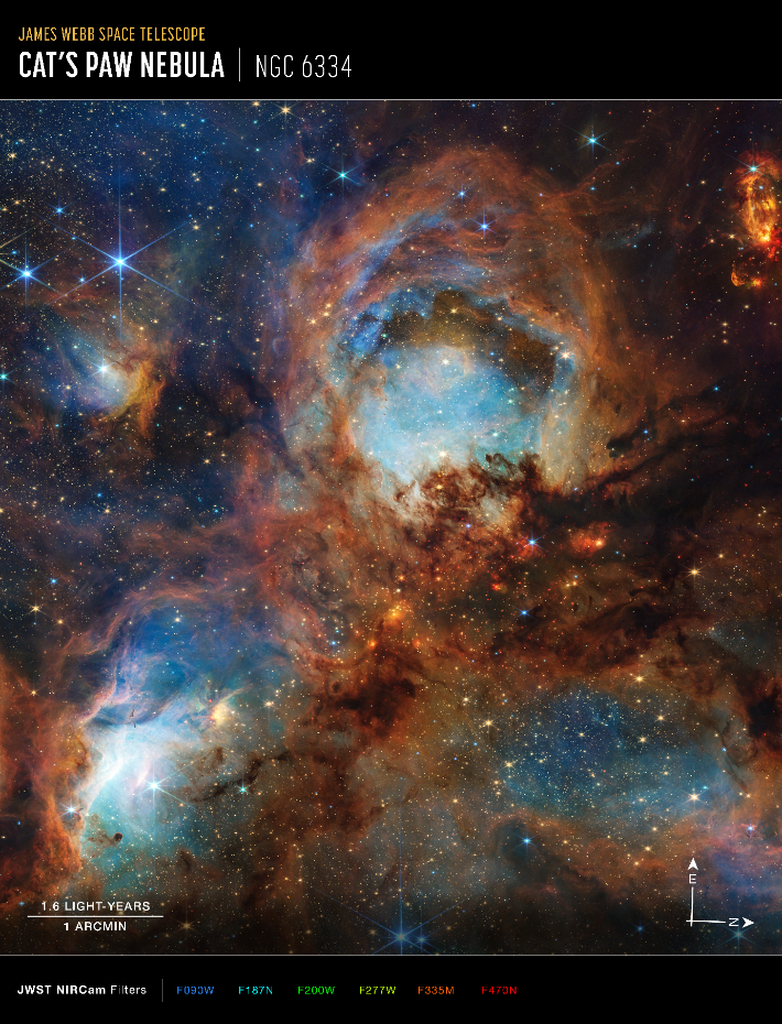 고양이 발 성운. NASA, ESA, CSA, STScI