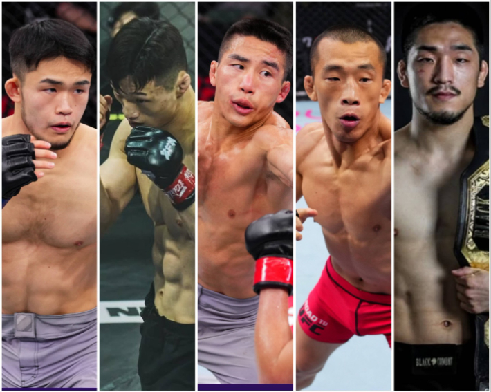UFC 중국전에 출전하는 박재현(사진 맨 왼쪽부터), 장윤성, 윤창민, 김상욱, 유수영. UFC 제공