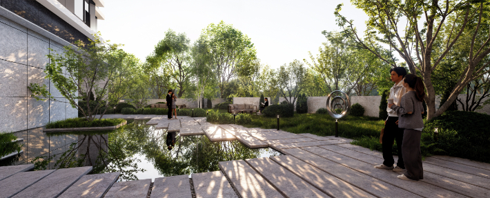 대우건설이 설계한 공원의 '씨크릿 필로티 가든'. 대우건설 제공