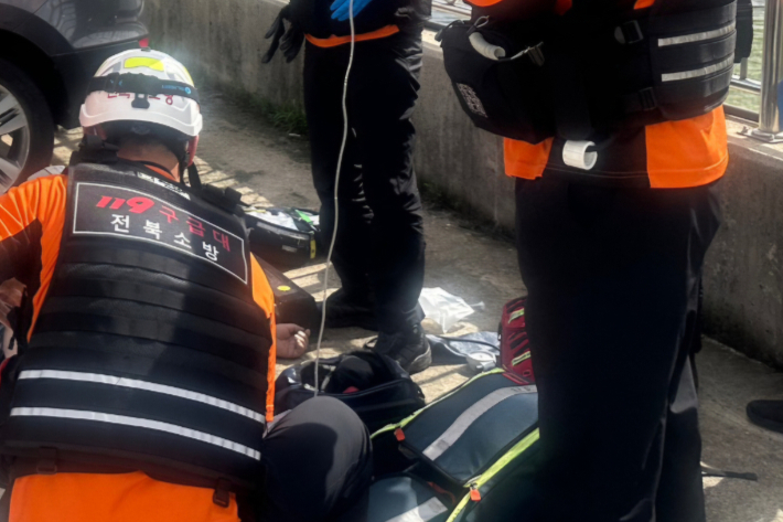 13일 오후 3시 27분쯤 전북 고창군의 한 저수지에서 말벌에 쏘인 A(50대)씨가 심정지 상태로 병원에 이송됐다. A씨는 이송 중에 호흡을 되찾은 것으로 확인됐다. 전북소방본부 제공