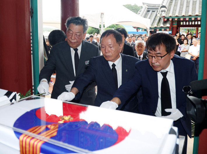 13일 문양목 지사 생가지에서 진행된 추모제. 태안군 제공