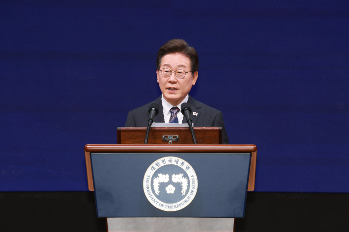 연설하는 이재명 대통령. 연합뉴스